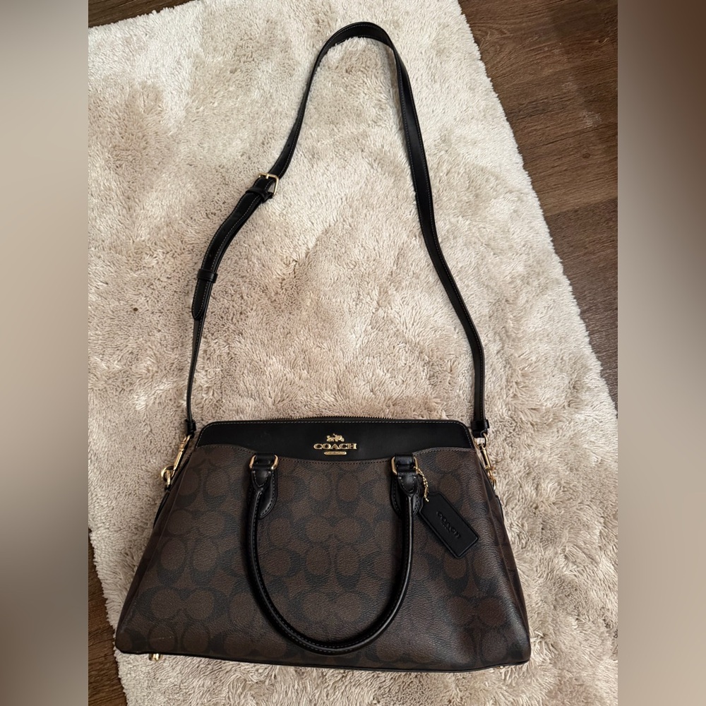 Coach Sage Carryall Signature Brown and Black Satchel F29683